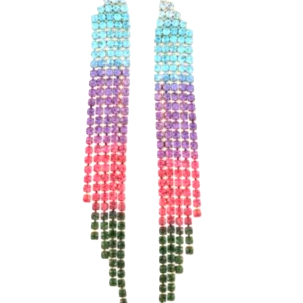 NWT Rhinestone fringe Statement Earrings